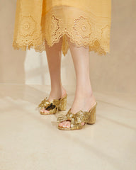 Penny Gold Pleated Bow Heel | Loeffler Randall Women