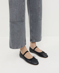 Loeffler Randall Women | Leonie Black Leather Ballet Flat