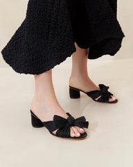 Emilia Black Pleated Bow Heel | Loeffler Randall Women