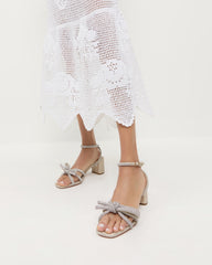 Loeffler Randall Women | Mikel Cappuccino Bow Mid-Heel Sandal