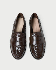 Rachel Espresso Woven Leather Loafer | Women Loeffler Randall
