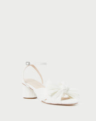 Dahlia White Pleated Bow Heel | Loeffler Randall Women