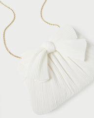 Rayne White Pleated Bow Clutch | Women Loeffler Randall