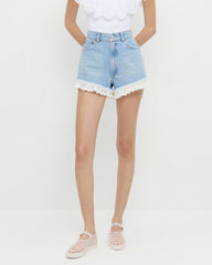 Loeffler Randall Women | Kay Lace-Trimmed Denim Shorts
