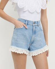 Loeffler Randall Women | Kay Lace-Trimmed Denim Shorts