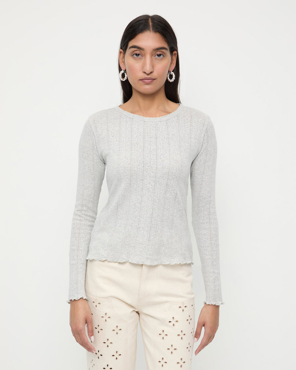 Lolo Pointelle Long-Sleeve Tee | Loeffler Randall Women
