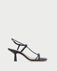 Triana Black Leather Mid-Heel Sandal | Women Loeffler Randall