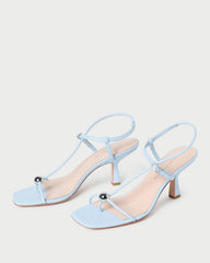 Loeffler Randall Women | Triana Blue Leather Mid-Heel Sandal
