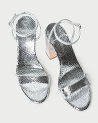 Malia Silver Snake Embossed Sandal | Loeffler Randall Women