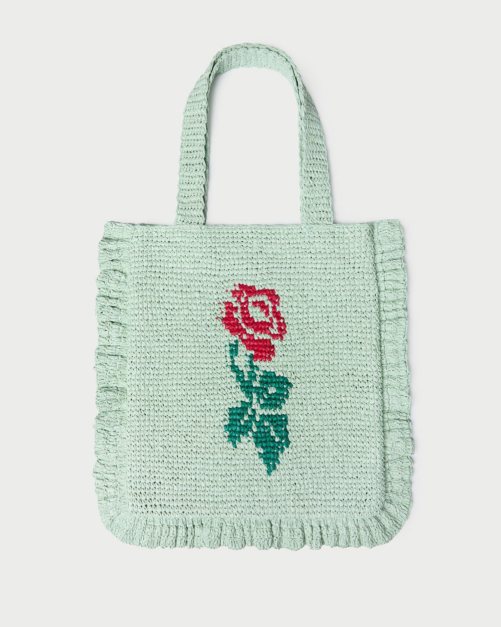 Loeffler Randall Women | Justine Mint Crochet Ruffle Tote