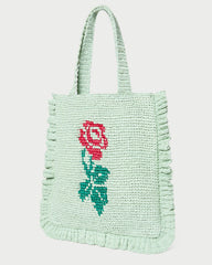 Loeffler Randall Women | Justine Mint Crochet Ruffle Tote