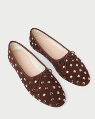 Loeffler Randall Women | Landon Espresso/Silver Suede Ballet Flat