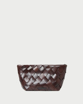 Melina Chocolate Woven Leather Clutch | Loeffler Randall Women