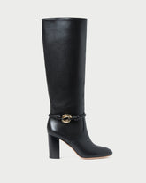 Loeffler Randall Women | Goldy Black/Gold Leather Tall Boot