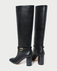 Loeffler Randall Women | Goldy Black/Gold Leather Tall Boot