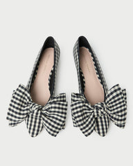 Noa Black/White Gingham Bow Flat | Loeffler Randall Women