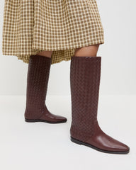 Tilly Espresso Woven Leather Boot | Loeffler Randall Women