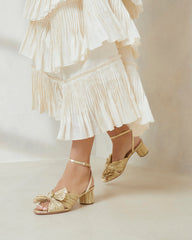 Dahlia Gold Pleated Bow Heel | Women Loeffler Randall