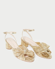 Dahlia Gold Pleated Bow Heel | Women Loeffler Randall