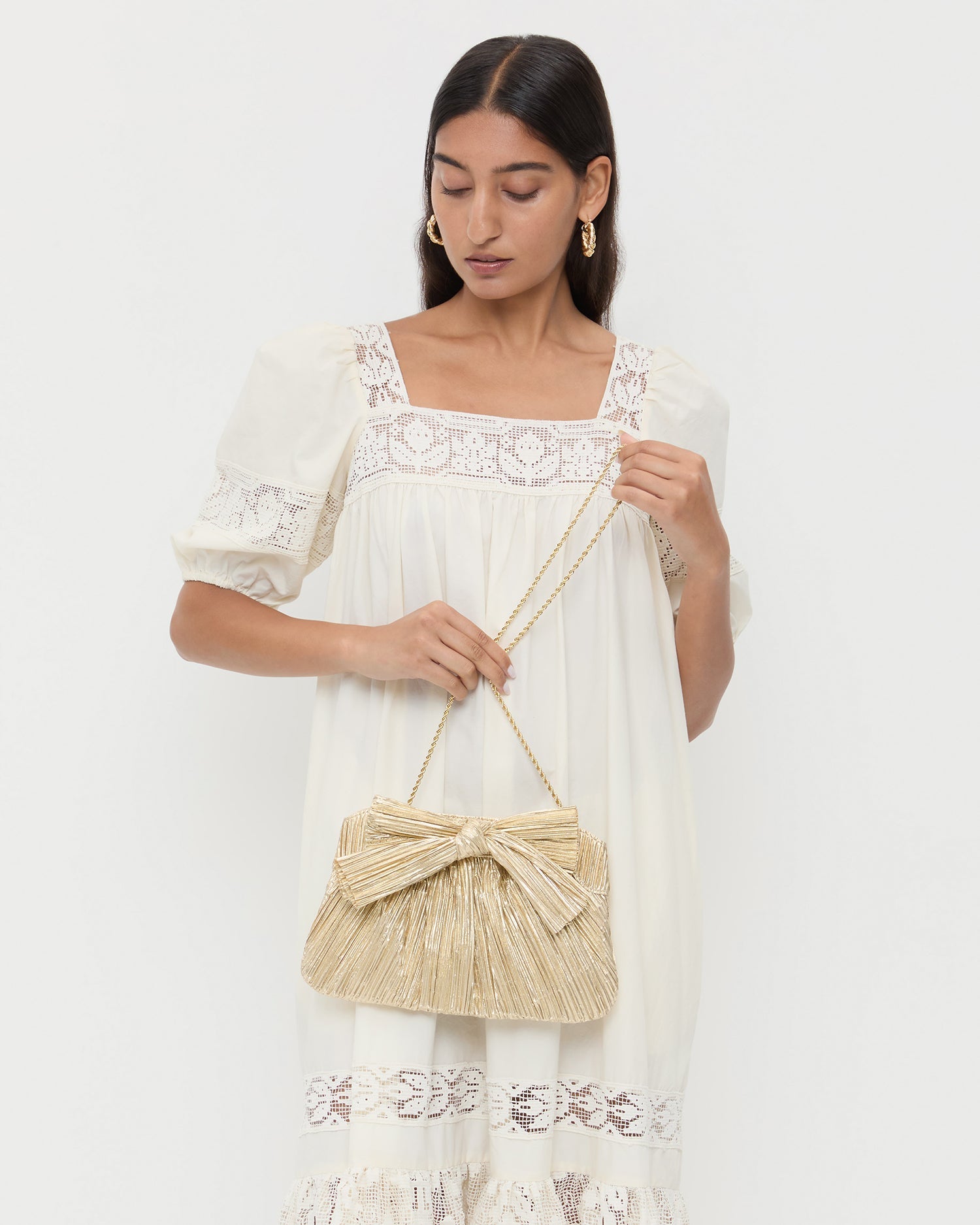 Loeffler Randall Women | Rayne Gold Bow Clutch