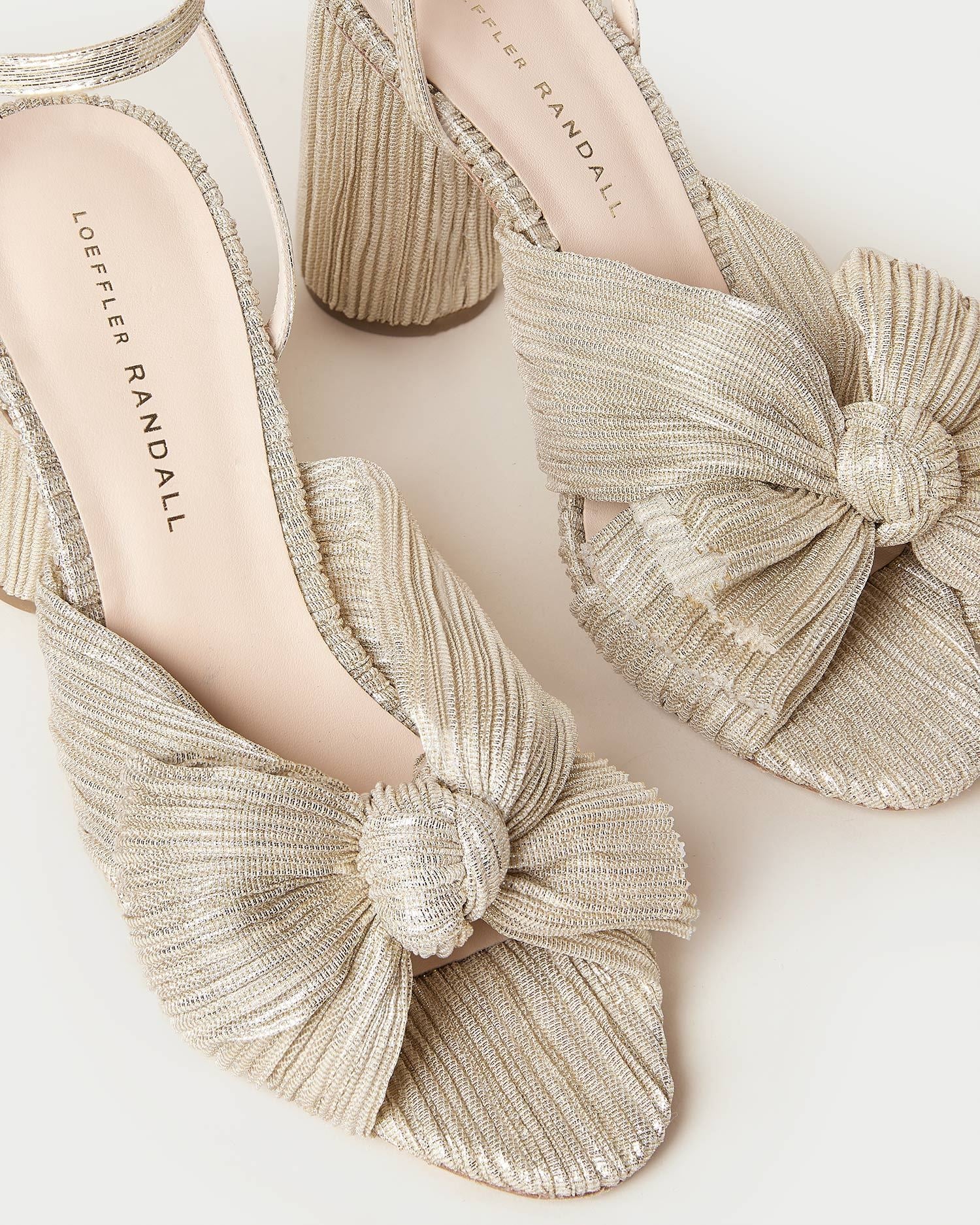 Camellia Platinum Pleated Bow Heel | Loeffler Randall Women