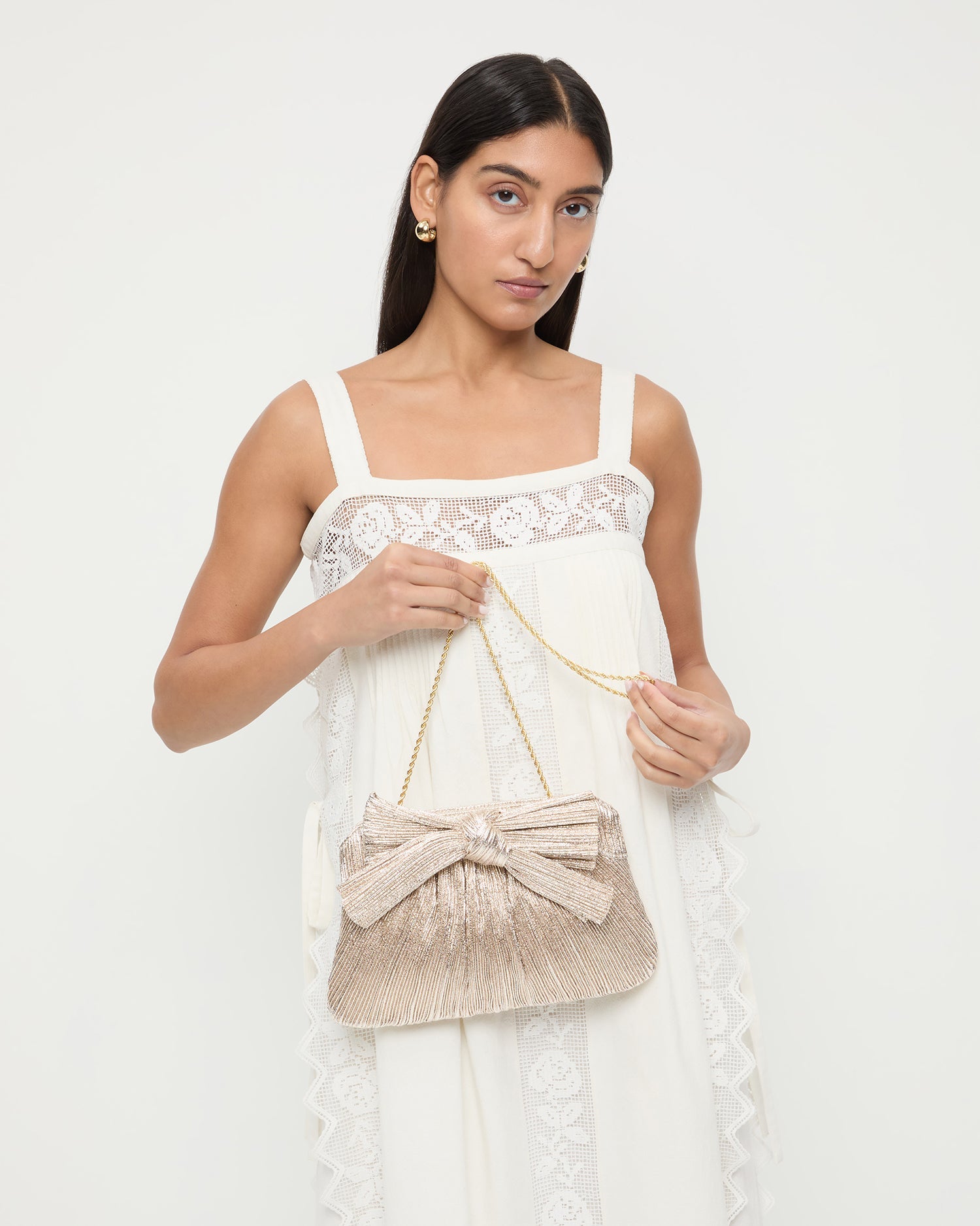 Rayne Platinum Bow Clutch | Women Loeffler Randall