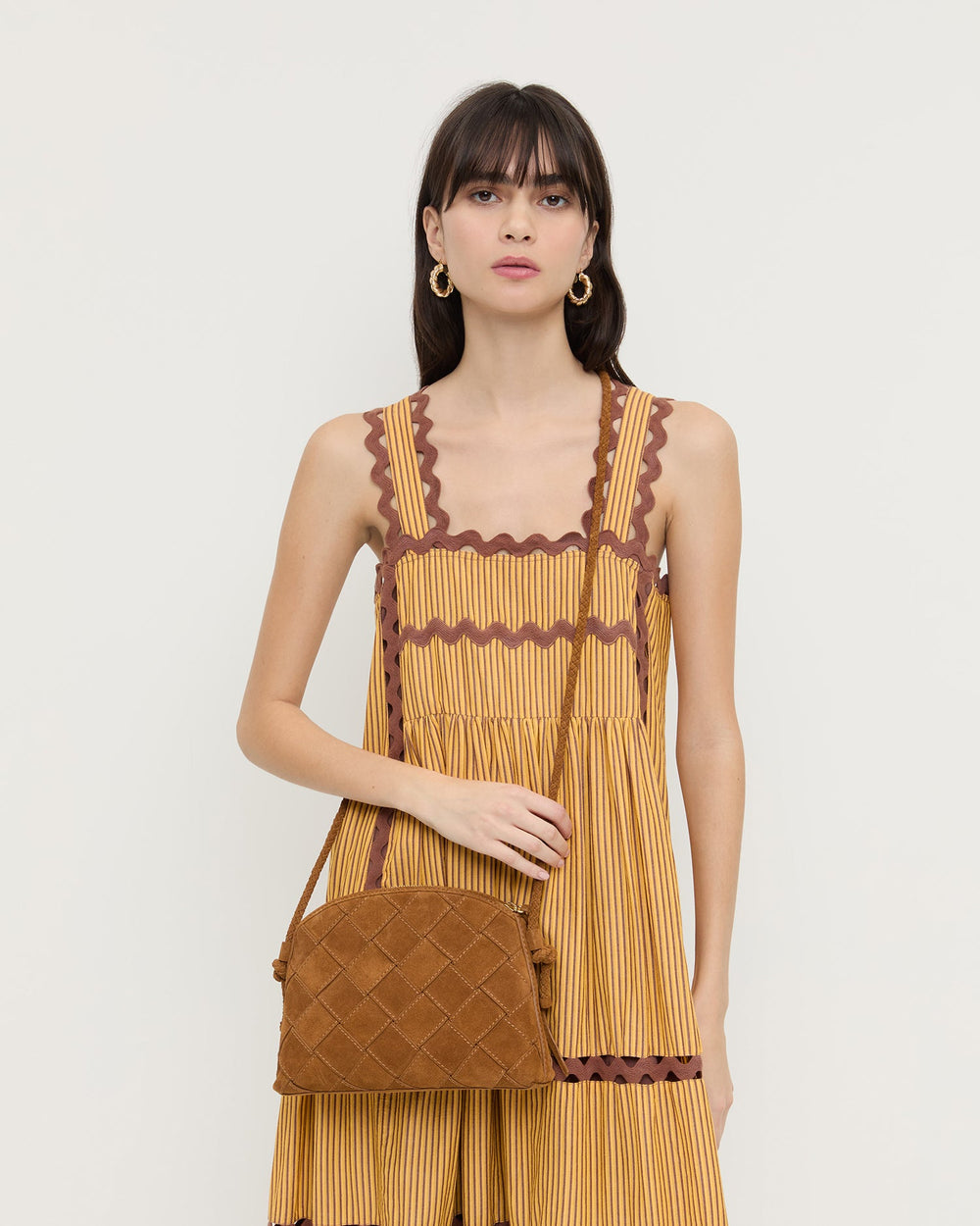 Loeffler Randall Women | Mallory Cacao Woven Suede Crossbody