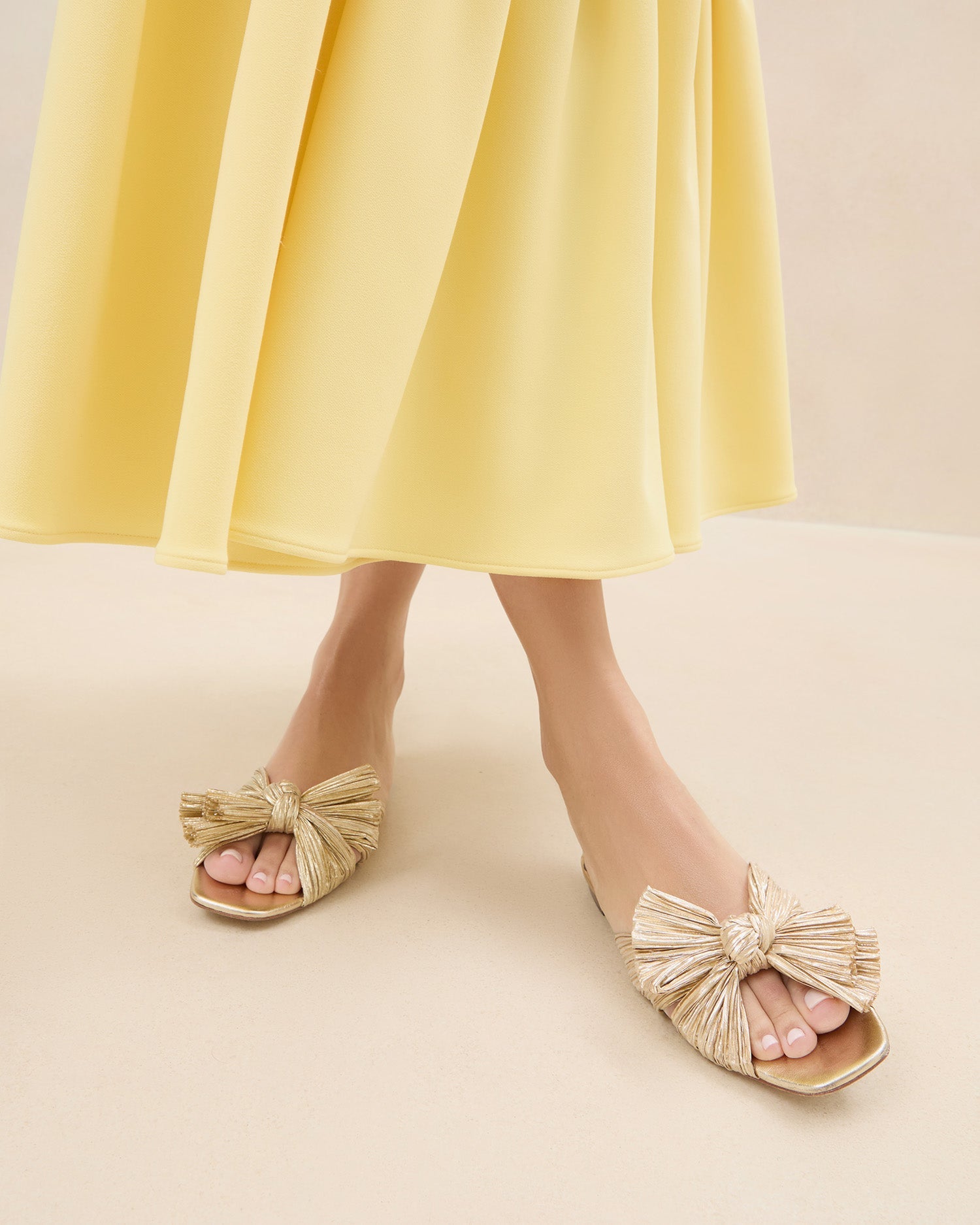 Loeffler Randall Women | Daphne Gold Bow Slide Sandal