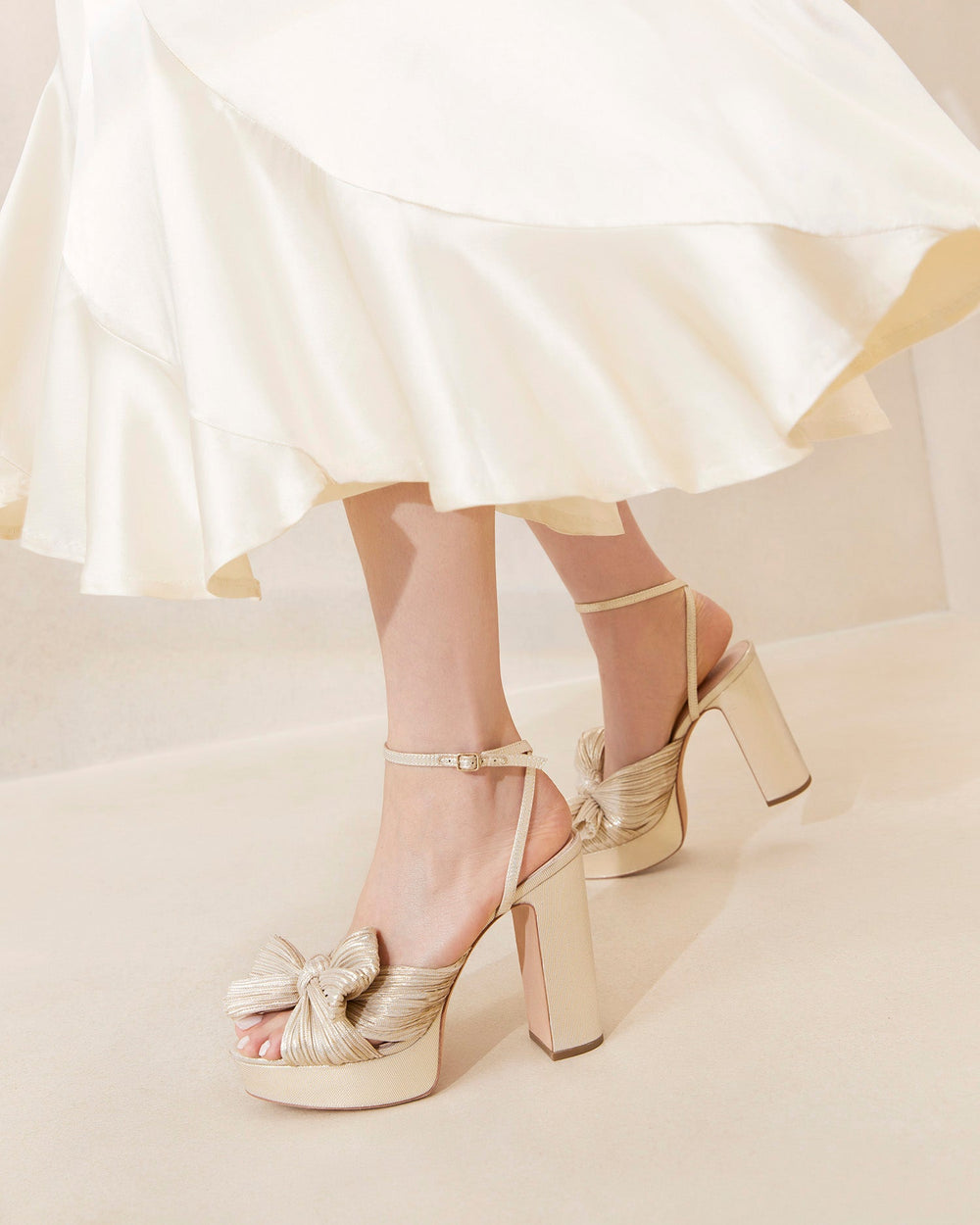 Natalia Platinum Platform Bow Heel | Women Loeffler Randall
