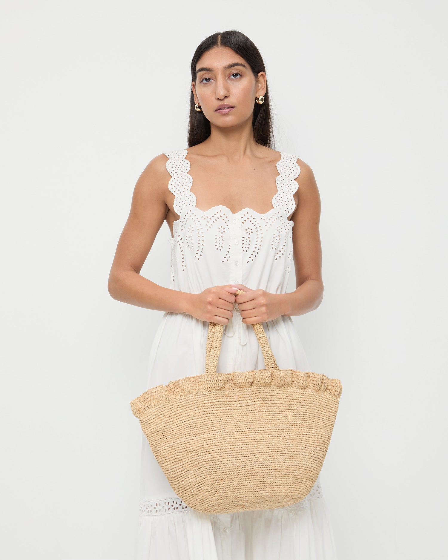 Loeffler Randall Women | Cyrus Natural Ruffled Woven Tote