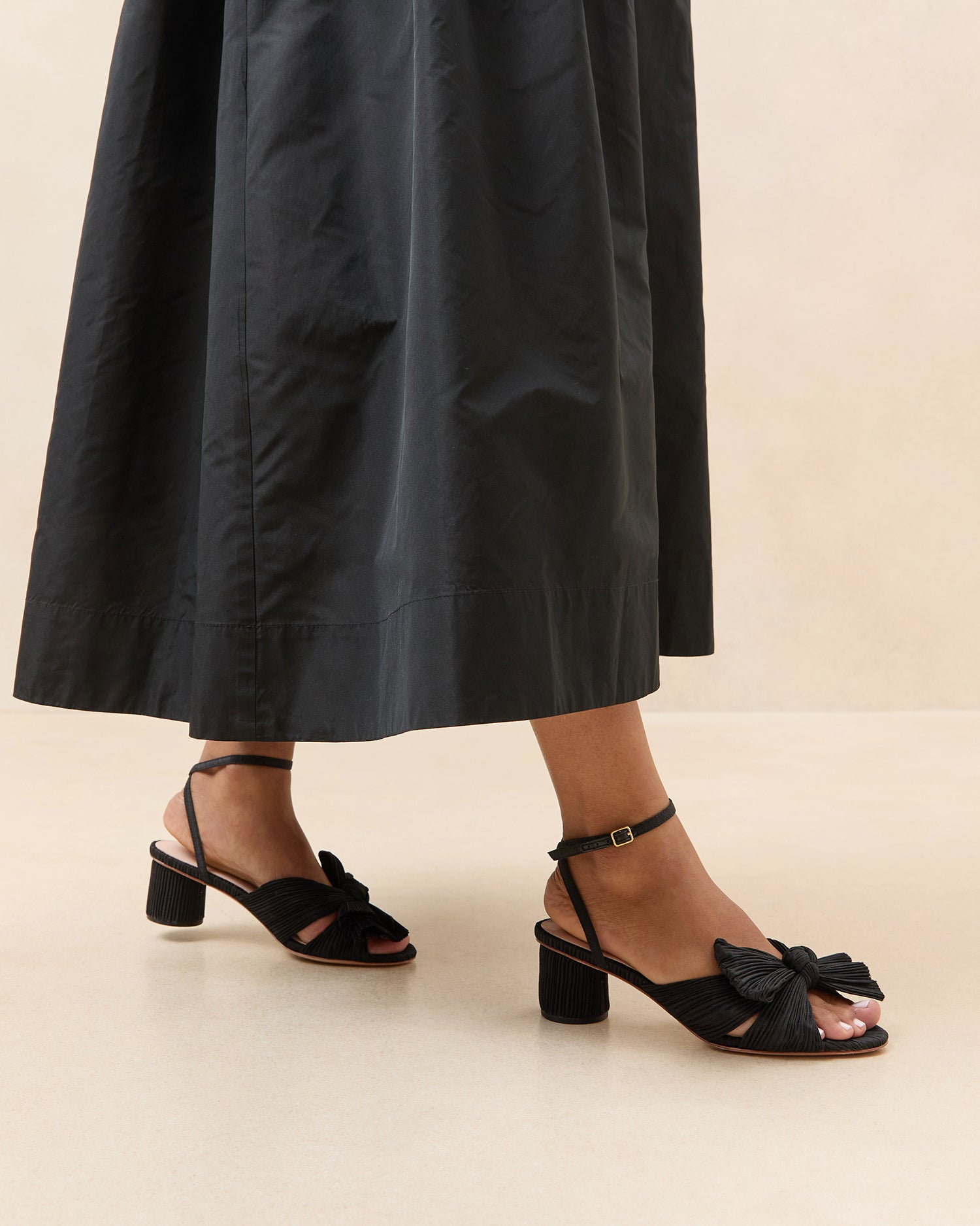 Dahlia Black Pleated Bow Heel | Women Loeffler Randall