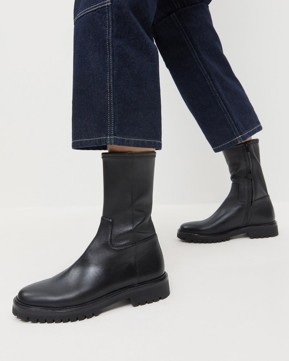 Danny Black Leather Lug Boot | Women Loeffler Randall