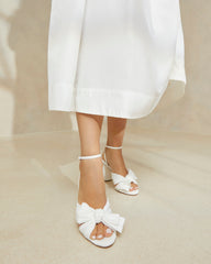 Camellia White Pleated Bow Heel | Loeffler Randall Women