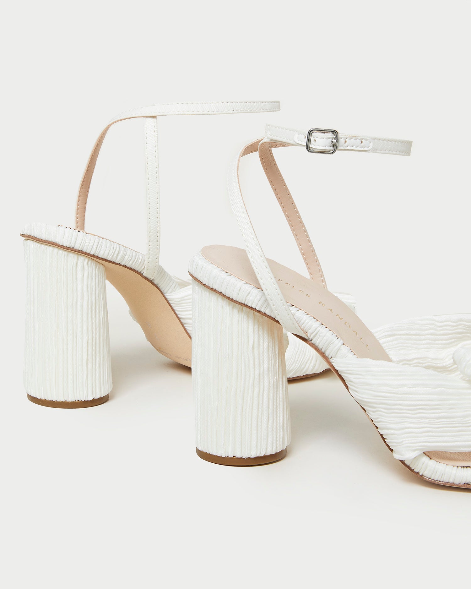 Camellia White Pleated Bow Heel | Loeffler Randall Women