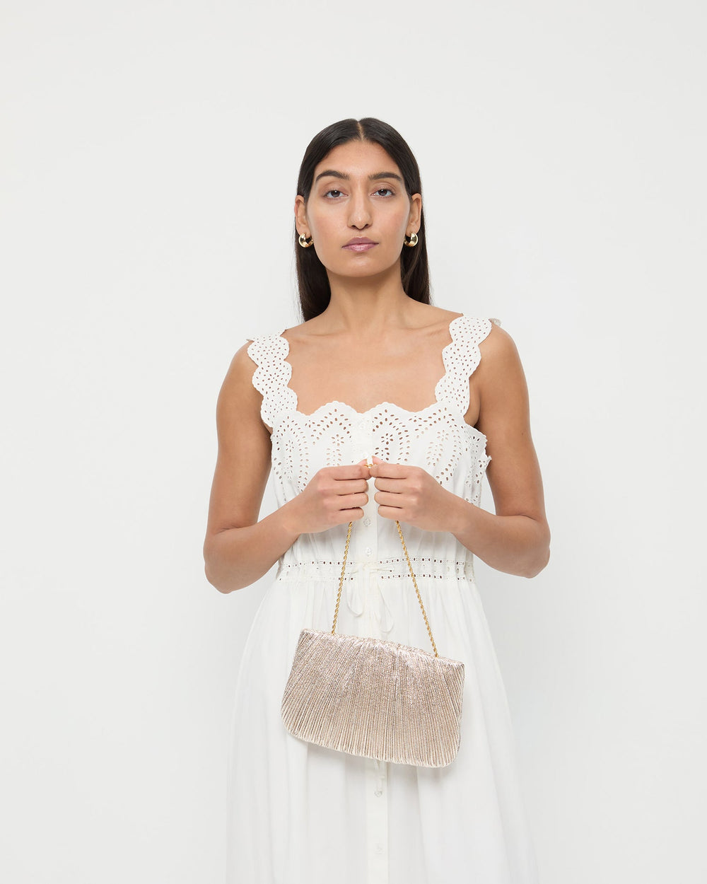 Brit Champagne Flat Pleated Clutch | Loeffler Randall Women