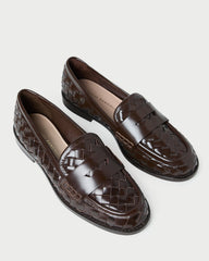 Rachel Espresso Woven Leather Loafer | Women Loeffler Randall