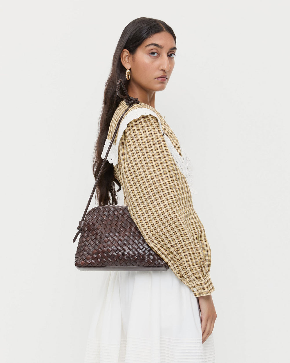 Loeffler Randall Women | Mallory Chocolate Woven Leather Crossbody