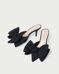 Loeffler Randall Women | Margot Black Moiré Bow Mule
