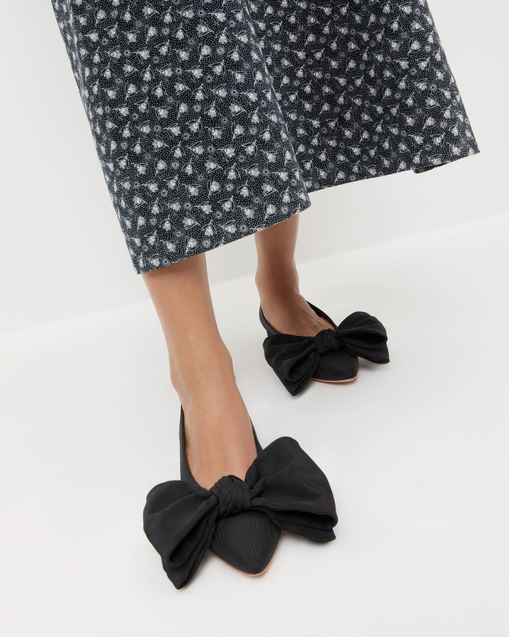 Noa Black Moiré Bow Flat | Women Loeffler Randall