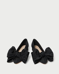 Noa Black Moiré Bow Flat | Women Loeffler Randall