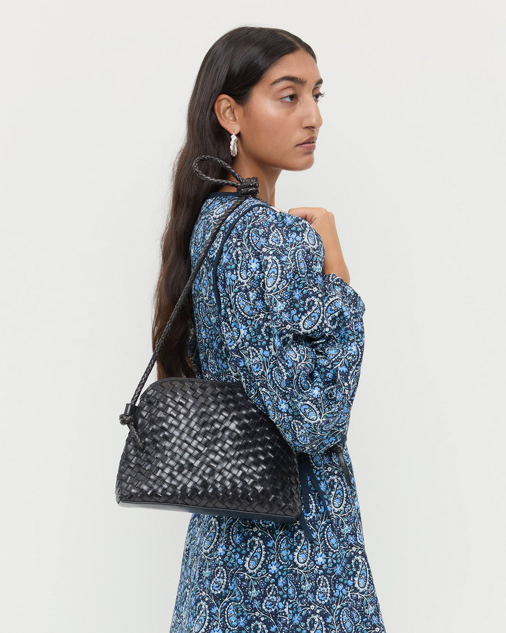Loeffler Randall Women | Mallory Black Woven Leather Crossbody