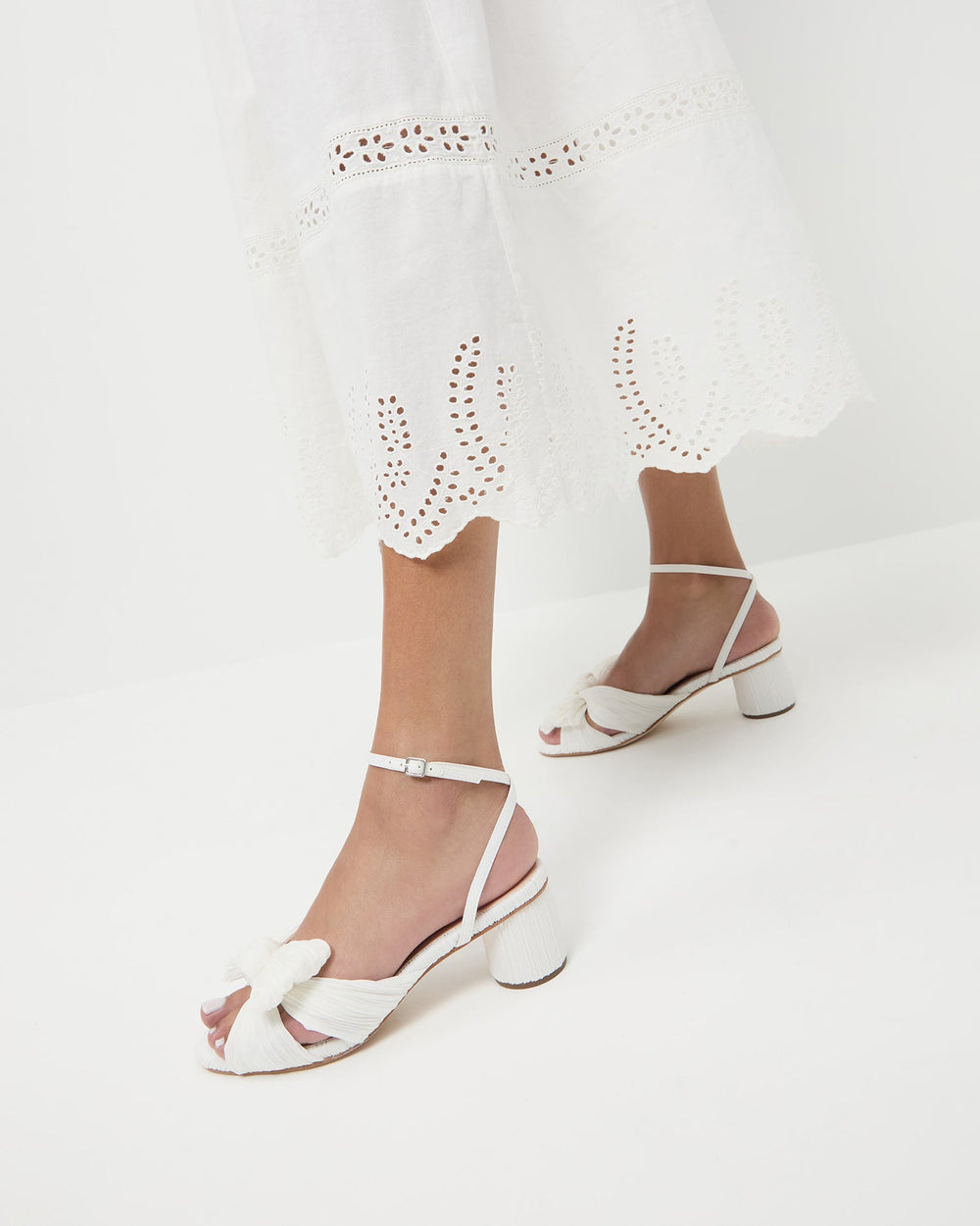 Dahlia White Pleated Bow Heel | Loeffler Randall Women
