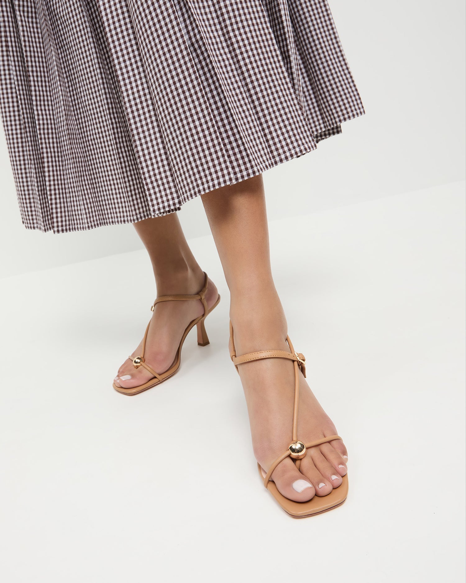Loeffler Randall Women | Triana Dune Leather Mid-Heel Sandal