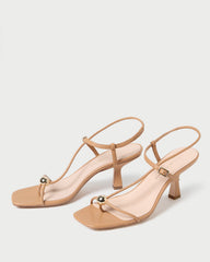 Loeffler Randall Women | Triana Dune Leather Mid-Heel Sandal