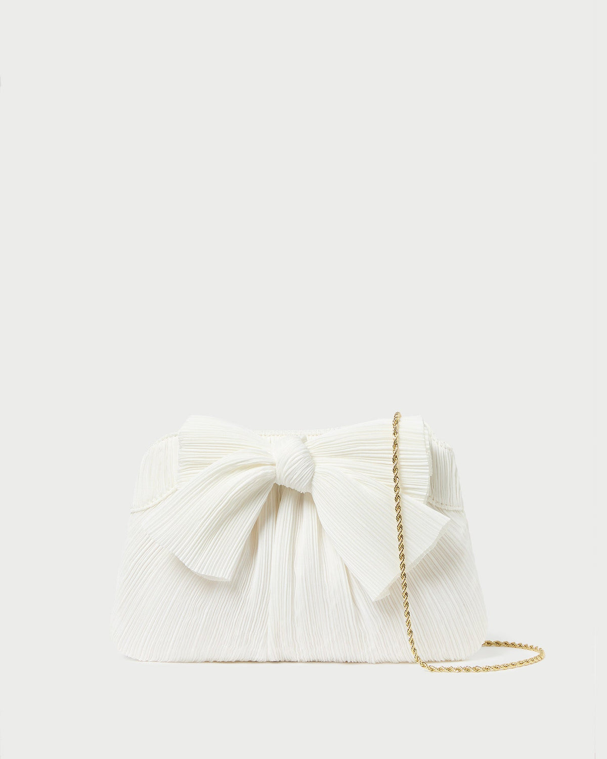 Rayne White Pleated Bow Clutch | Women Loeffler Randall