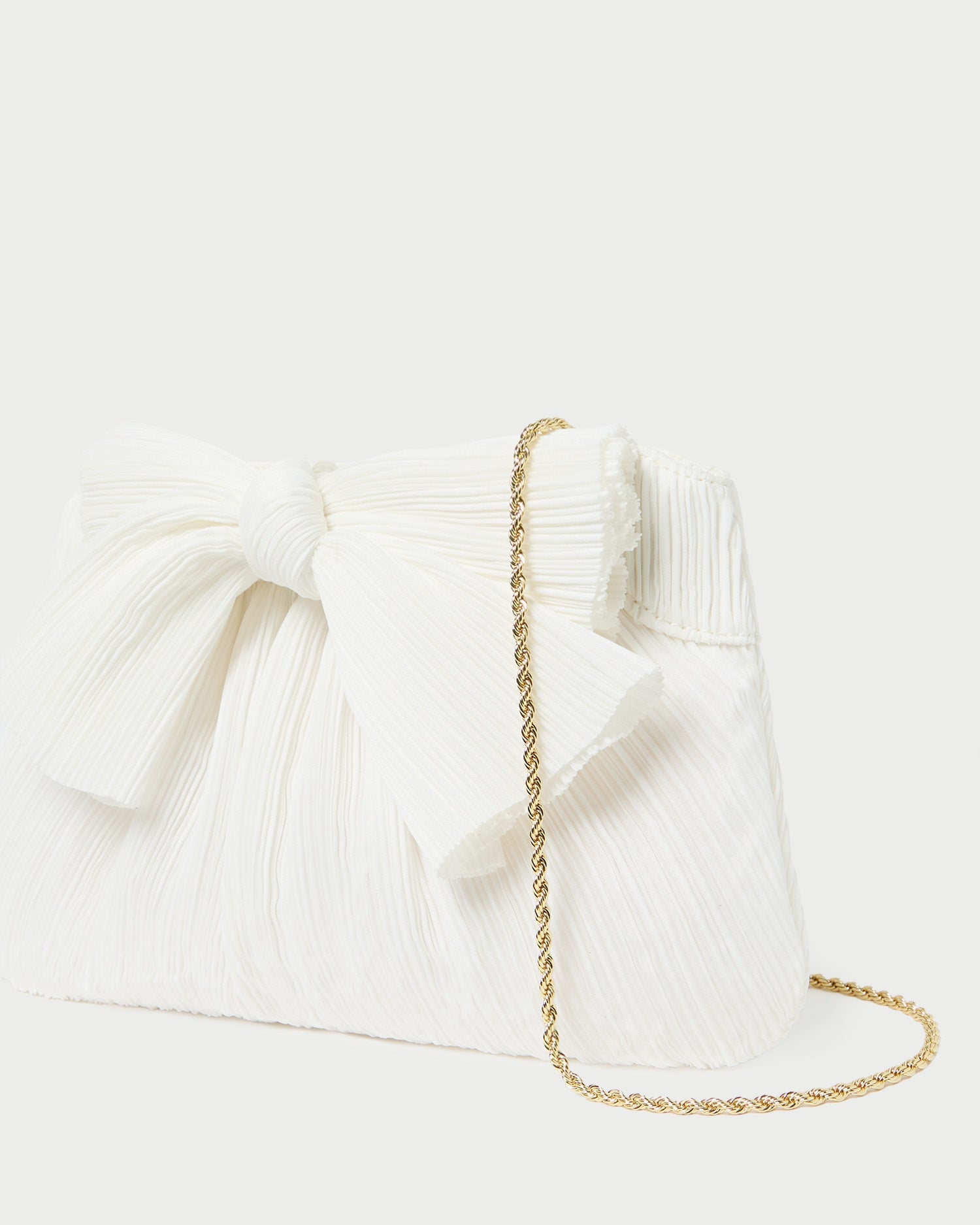 Rayne White Pleated Bow Clutch | Women Loeffler Randall