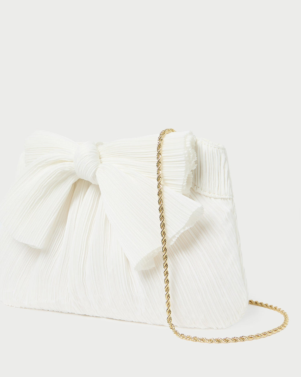 Rayne White Pleated Bow Clutch | Women Loeffler Randall