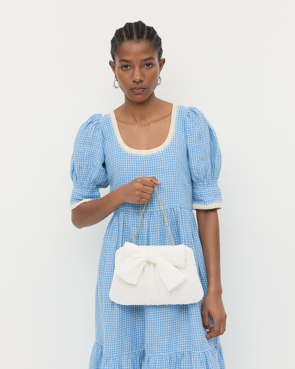 Rayne White Pleated Bow Clutch | Women Loeffler Randall