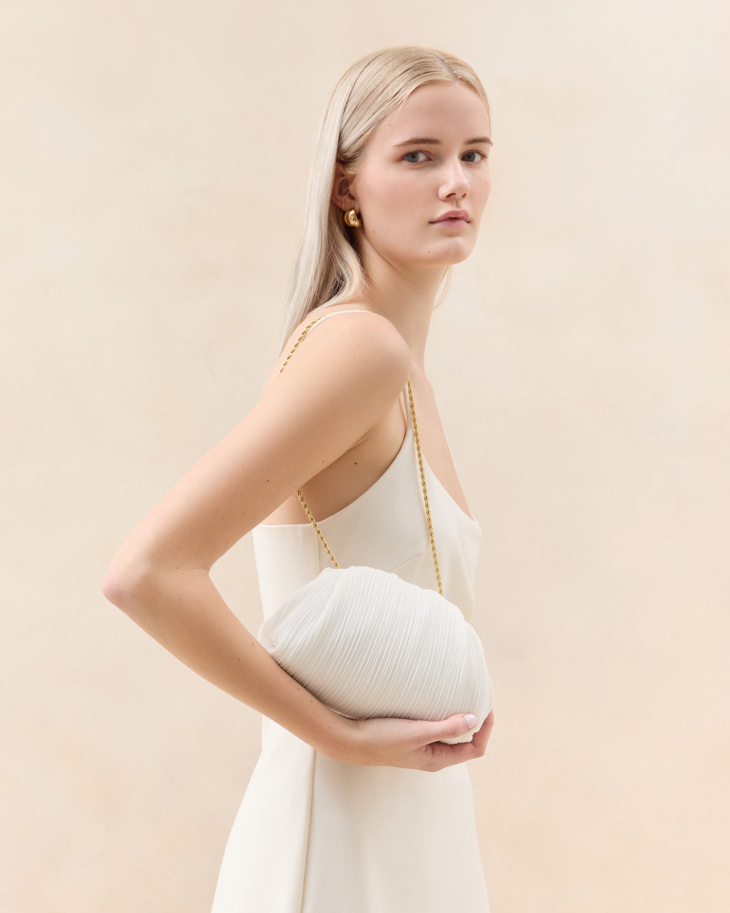 Bailey White Pleated Dome Clutch | Women Loeffler Randall