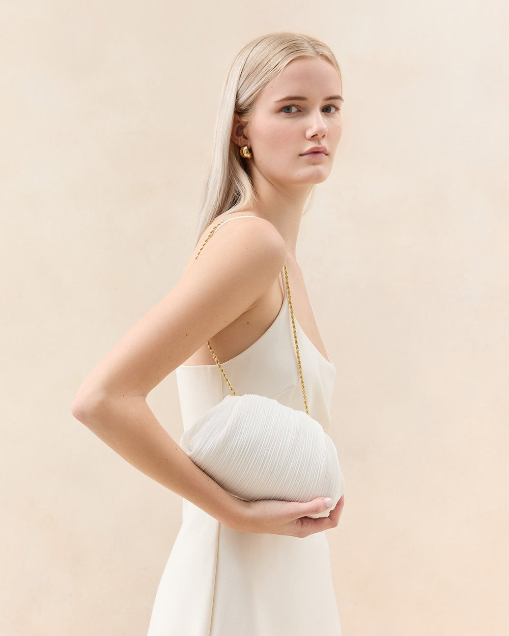 Bailey White Pleated Dome Clutch | Women Loeffler Randall